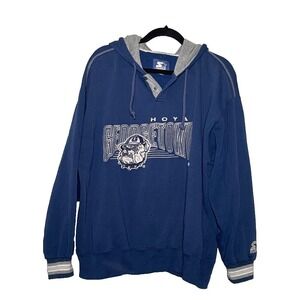 Vintage Georgetown Hoyas Pullover Hoodie Starter Adult XL Blue Pockets
